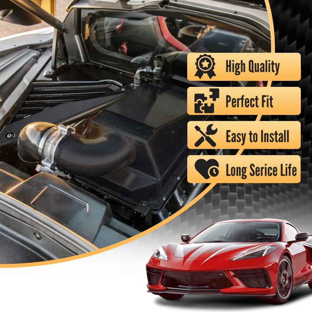 Carbon fiber engine mount panel cover for 2020-2024 for Corvette C8 GM style