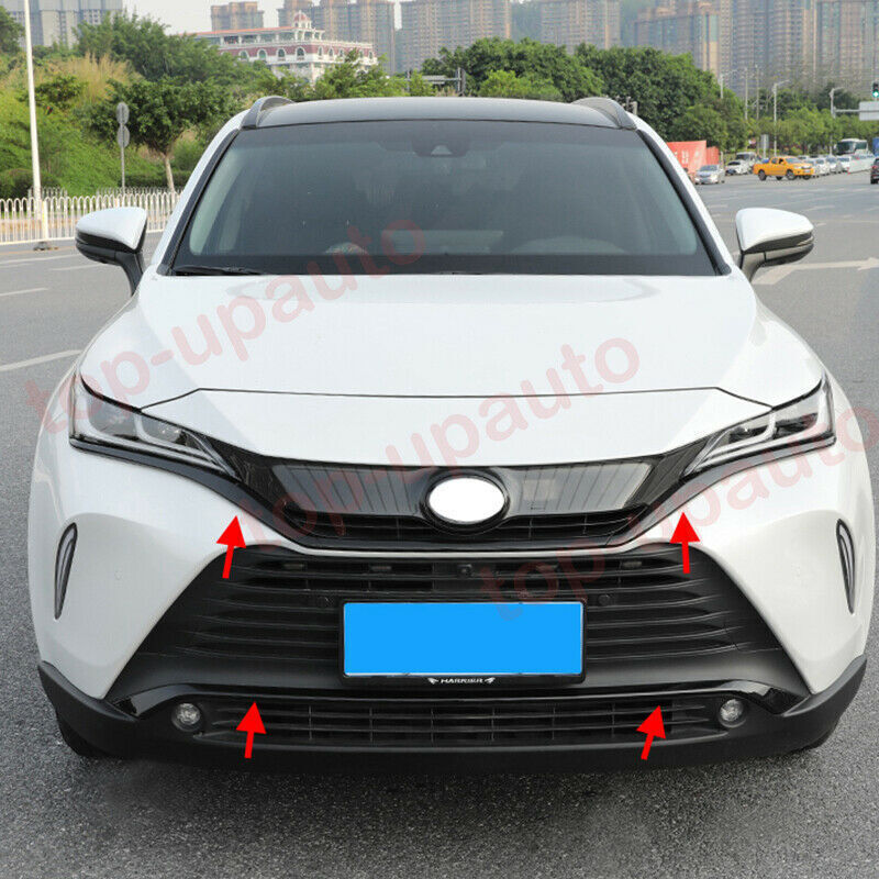 for Toyota Venza 2021-2023 Glossy Black Front Bumper+Grill Moulding Strip Trim4