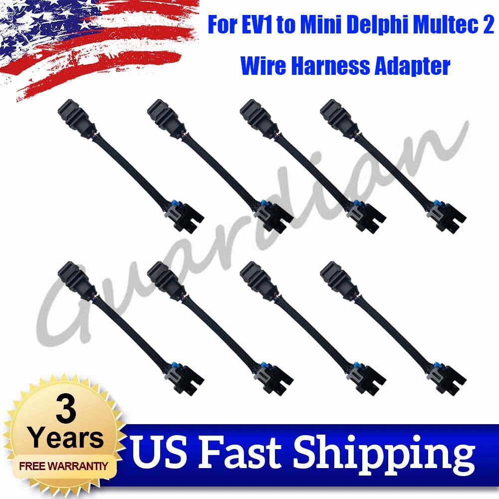 8PCS Fuel Injector Wire Harness Adapter New For Jetronic EV1 to for Mini Multec 2
