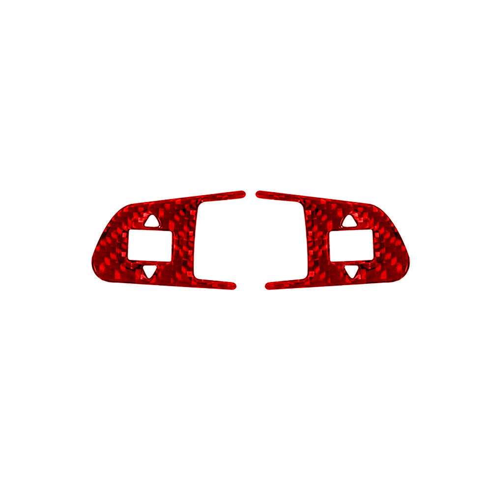 2Pcs Red Carbon Fiber Steering Wheel Buttons Cover Trim for Audi Q7 2007-2015