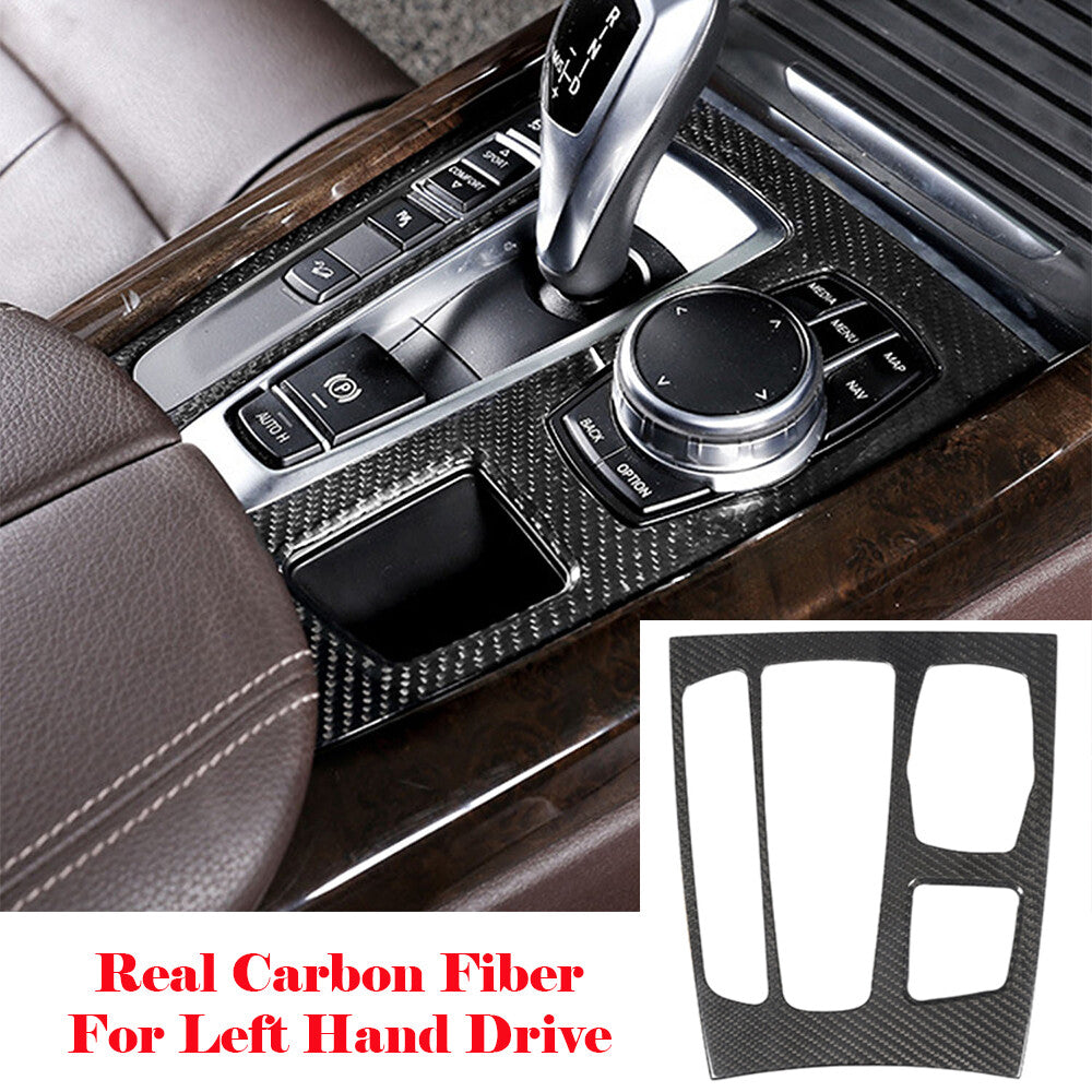Carbon Fiber Central Console Gear Shift Panel Cover for BMW X5 X6 F15 2014-2018