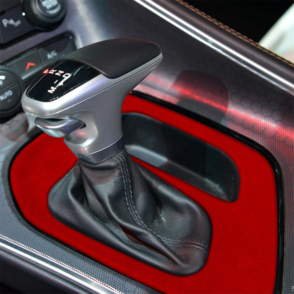 Suede Red Central Control Gear Shift Box Panel Trim for Dodge for Challenger 2015-23