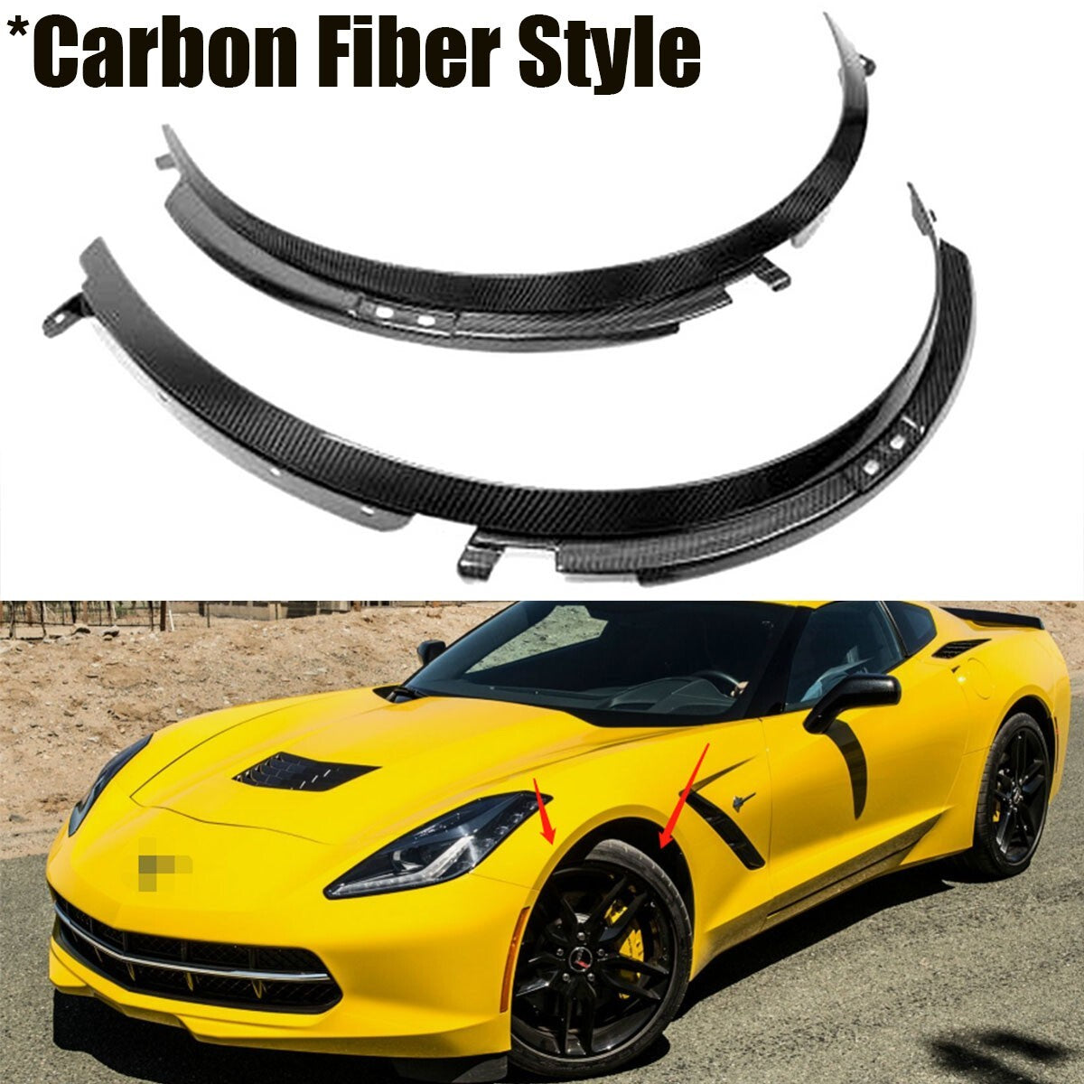 Carbon Fiber Front Wheel Molding Trim Fender Flares for Corvette C7 14-19 GP ABS