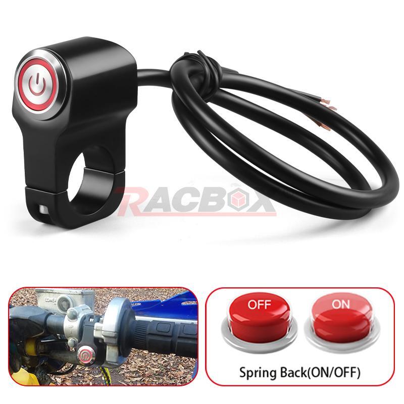 RED 7/8 Motorcycle Handlebar Control Switch Horn Push Button Lights Momentary
