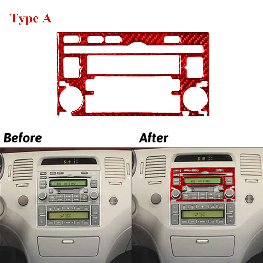 Red Carbon Fiber Radio With CD Player Type A Trim for Hyundai Azera 2006-2011