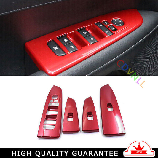Glass Window Lifting Lock Panel Trim for Kia K3 Forte 2019-2022 Bright Red 4PCS