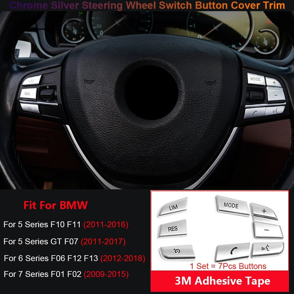 for BMW 5 6 7 Series F10 F07 F06 F01 Car Steering Wheel Buttons Cover Sticker