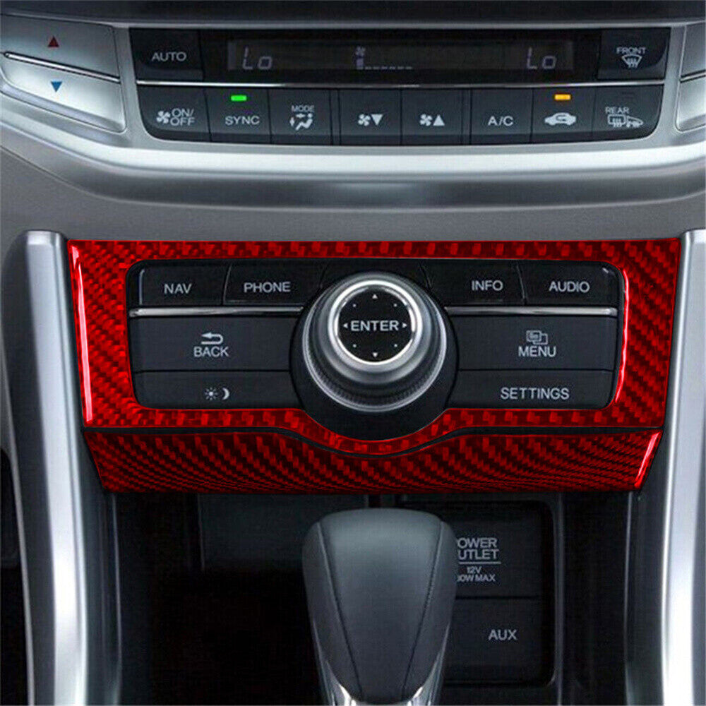 2¡ÁRed Carbon Fiber Console Multi-function Button Trim for Honda Accord 2013-2017