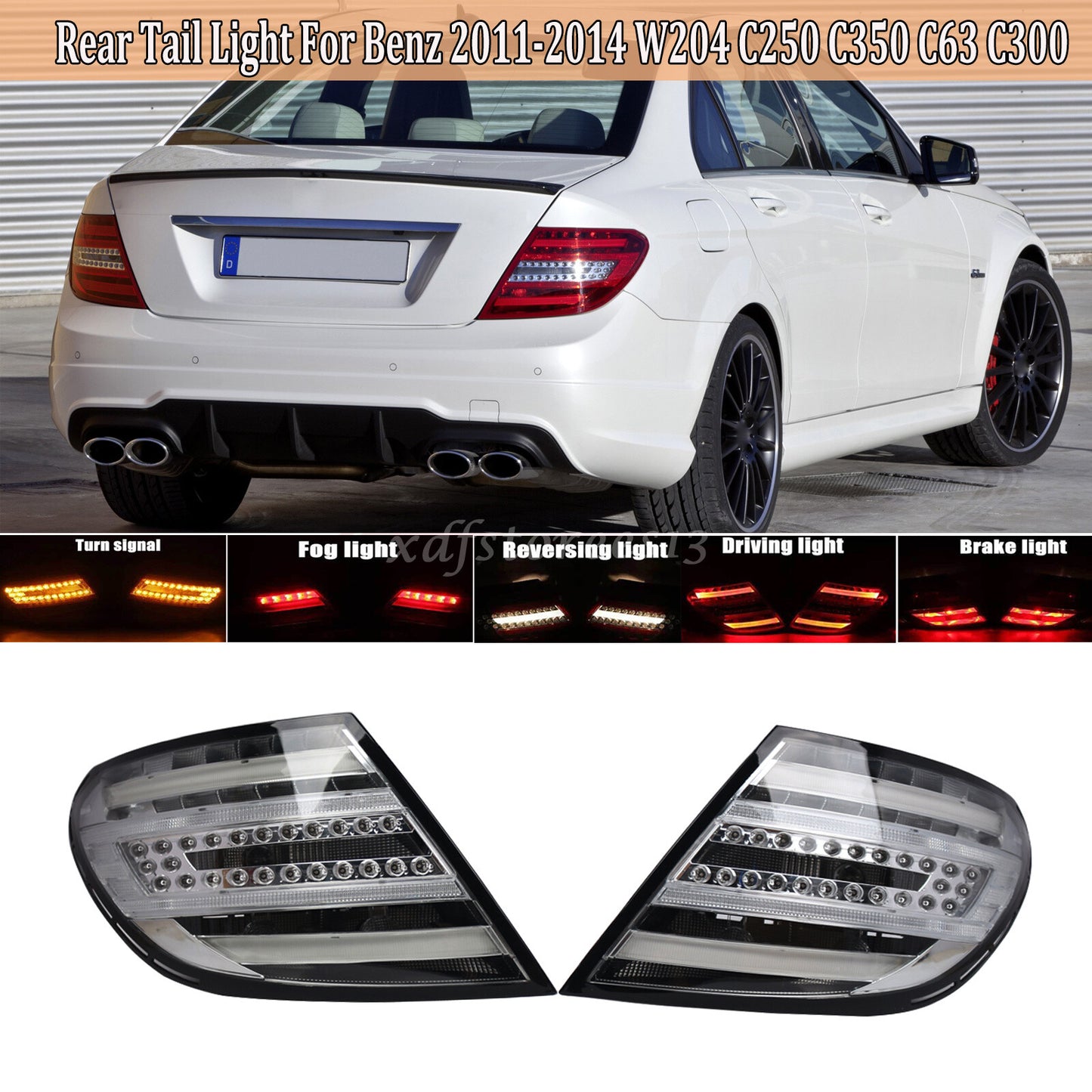 Smoke Lens LED Brake Tail Light For 2011-2014 for Mercedes for Benz W204 C250 C300 C350
