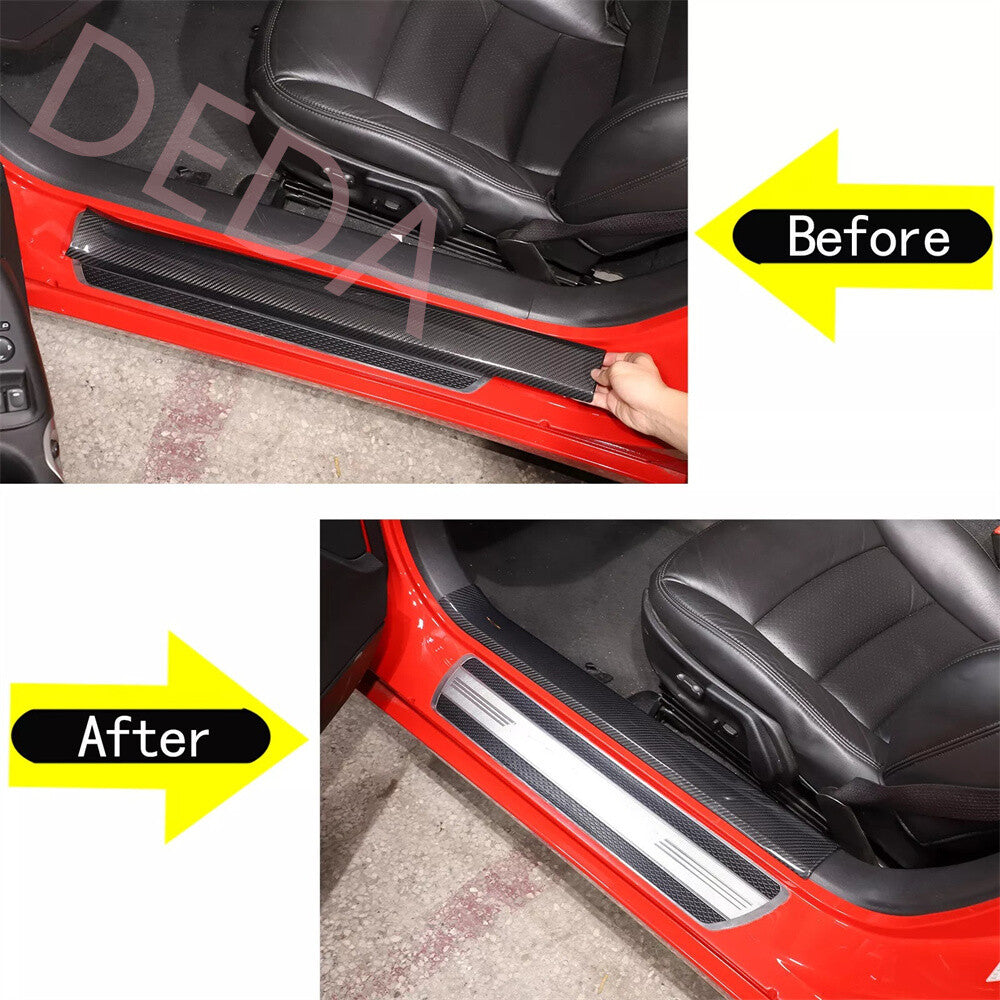 Real Carbon Fiber Inner Door Sill Scuff Guard Panel Trim for Corvette C6 2005-13