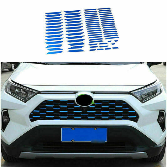 for Toyota RAV4 19-2024 Blue Look Front Center Mesh Grille Grill Decals Trim Kit