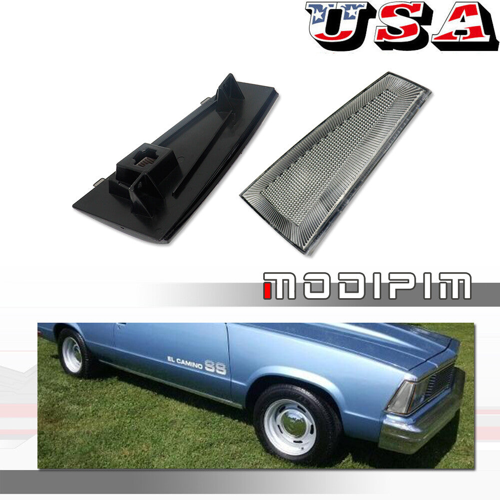 Transparent housing kit for front side marker lights on for Chevrolet El Camino Malibu 80-81 models.