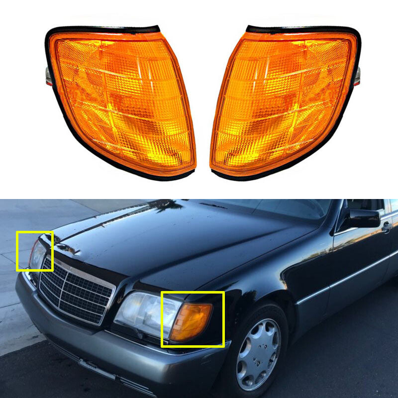 Pair Front Turn Signal Lamp Blinker Coner Light Fit For MB S-Class W140 300SD SE