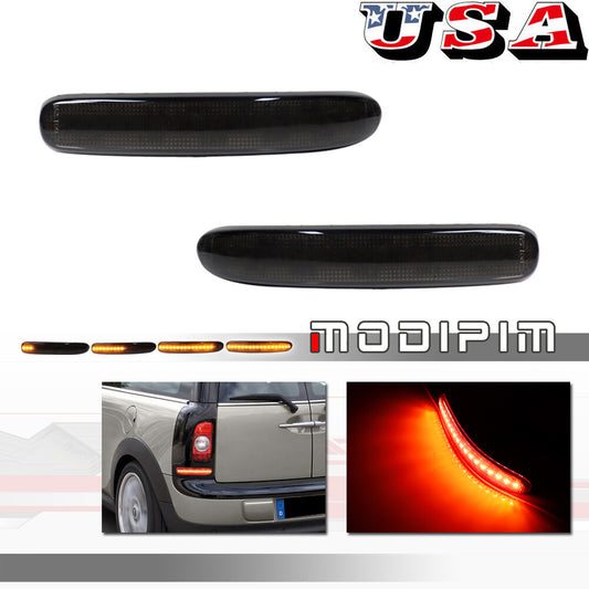 2-piece smoke lens LED bumper reflector rear light for 08-14 for Mini Cooper Clubman R55