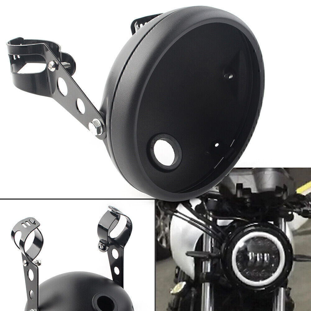 Matte Black Headlight 7-Inch Retro LED Headlight Shell for Harley Motorcycle