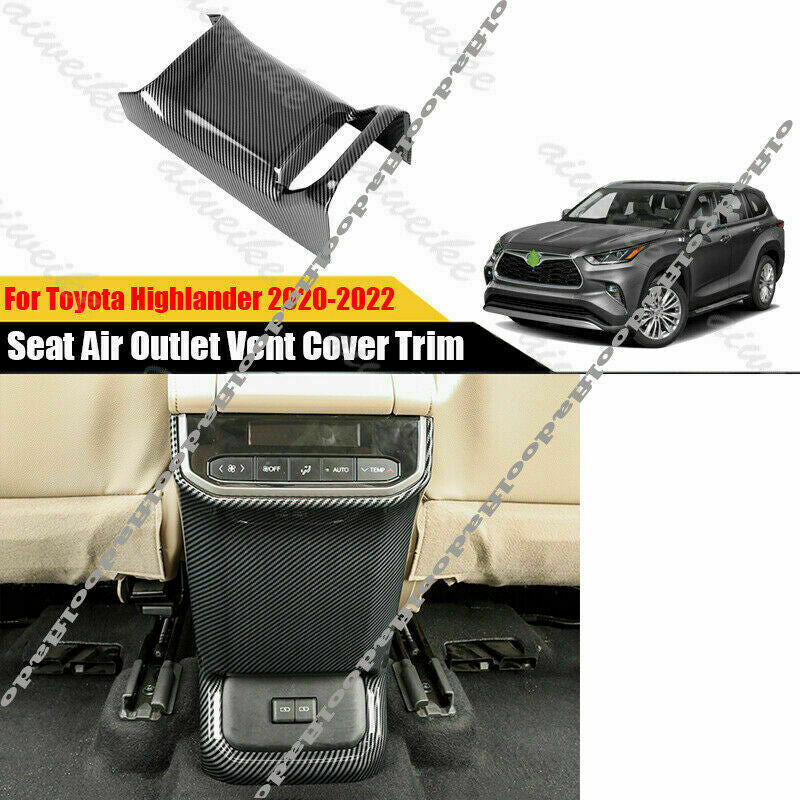 Carbon Fiber ABS Rear for Seat Air Outlet Vent Trim for Toyota Highlander 2020-2023