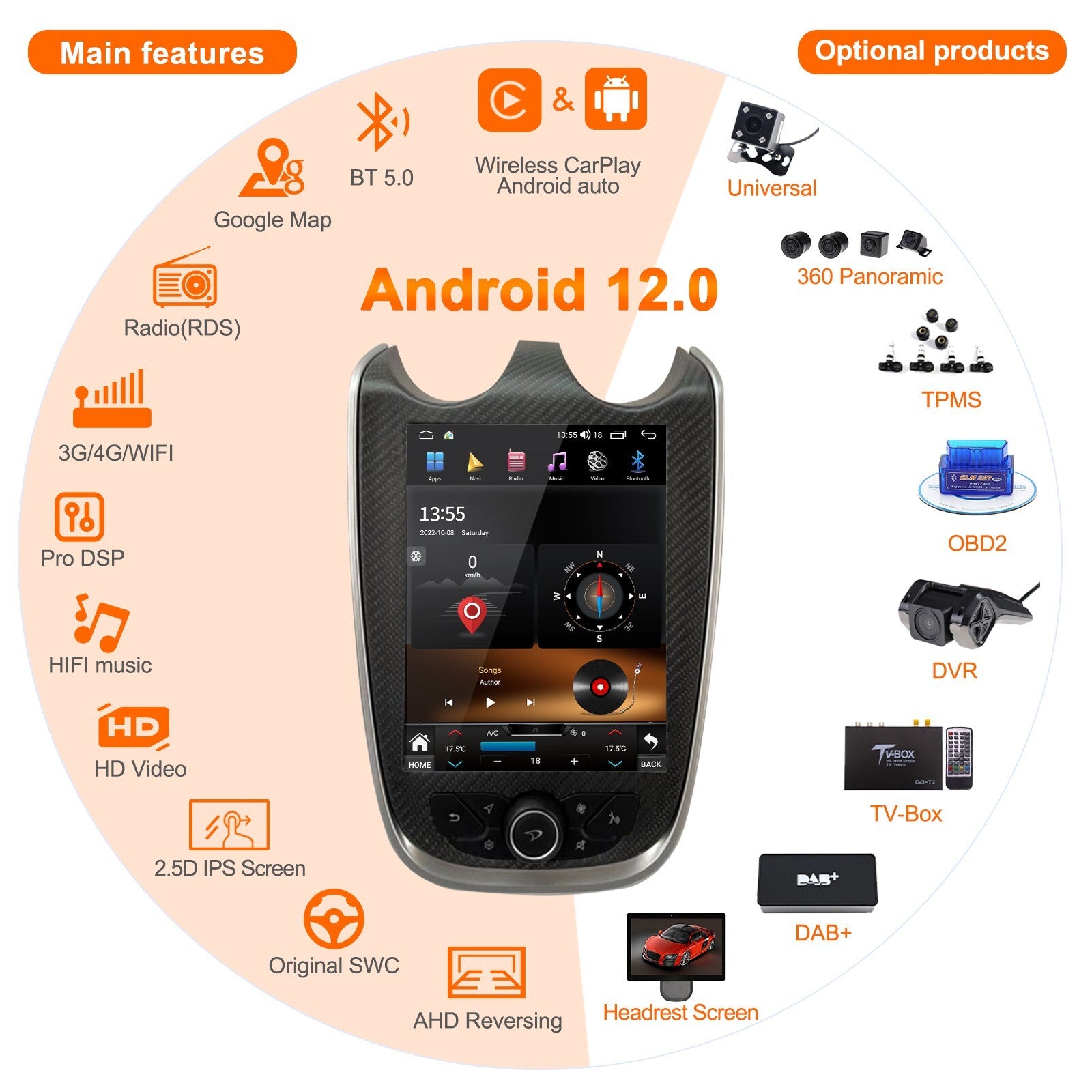 9.7 for McLaren GT 570 540C 600LT Android for Tesla Car Radio 2Din Stereo Receiver