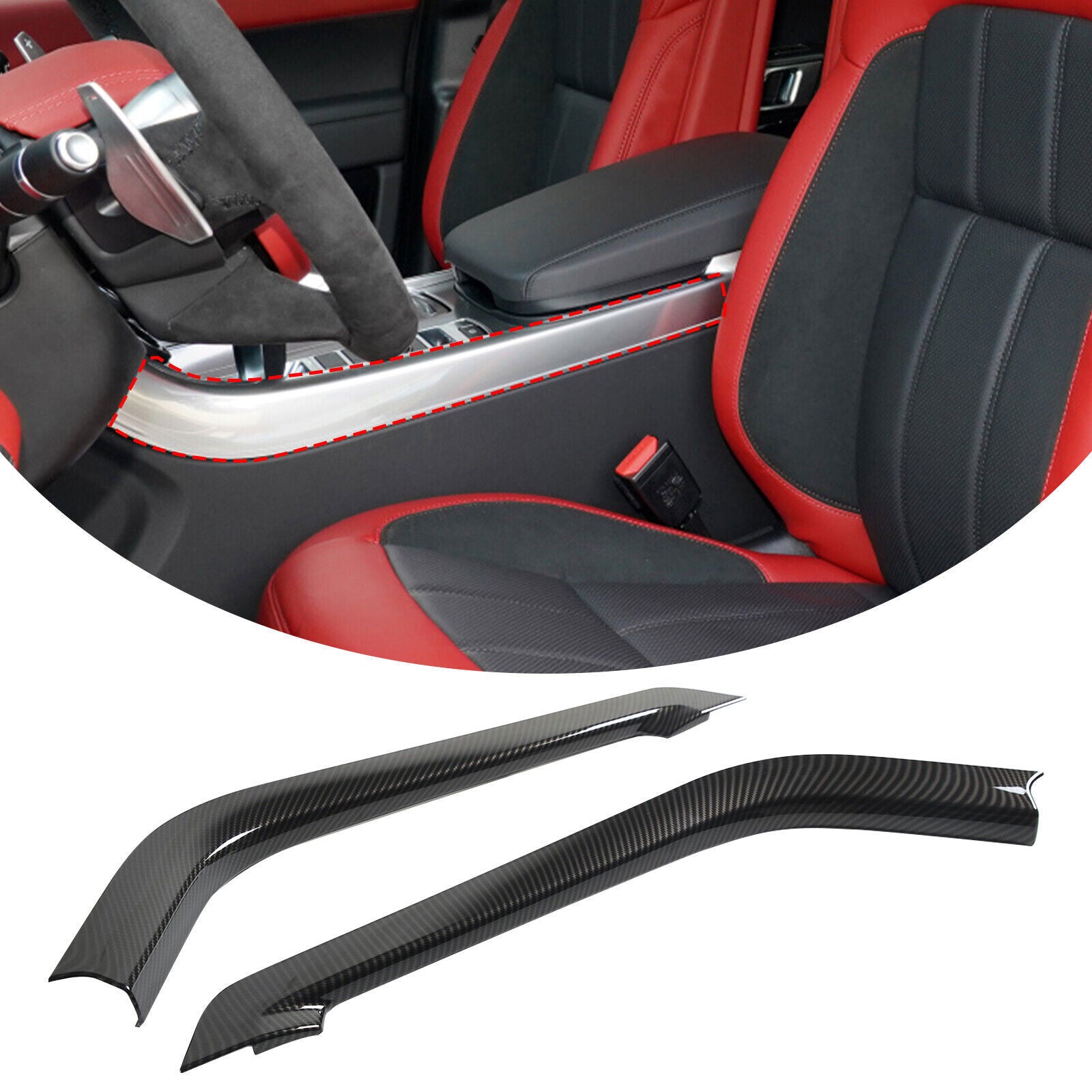 Carbon Fiber ABS Gear Shift Side Trim Covers 2P for Range Rover Sport 2014-2022