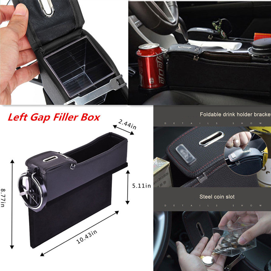 Car Left for Seat Gap Phone Drink Coin Box Cup Holder Organizer Coin Box Portable BK
