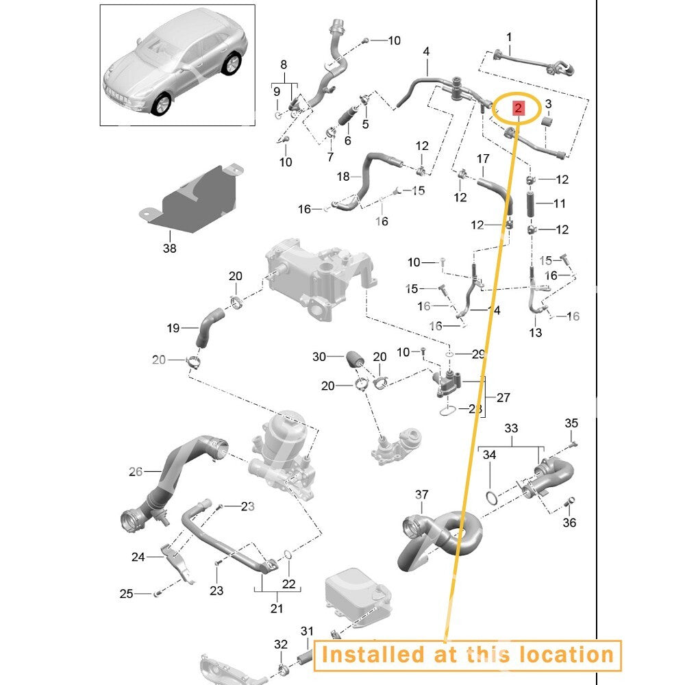 Breathing hose for Porsche for Cayenne , Macan, and for Panamera coolant reservoir 95810631401