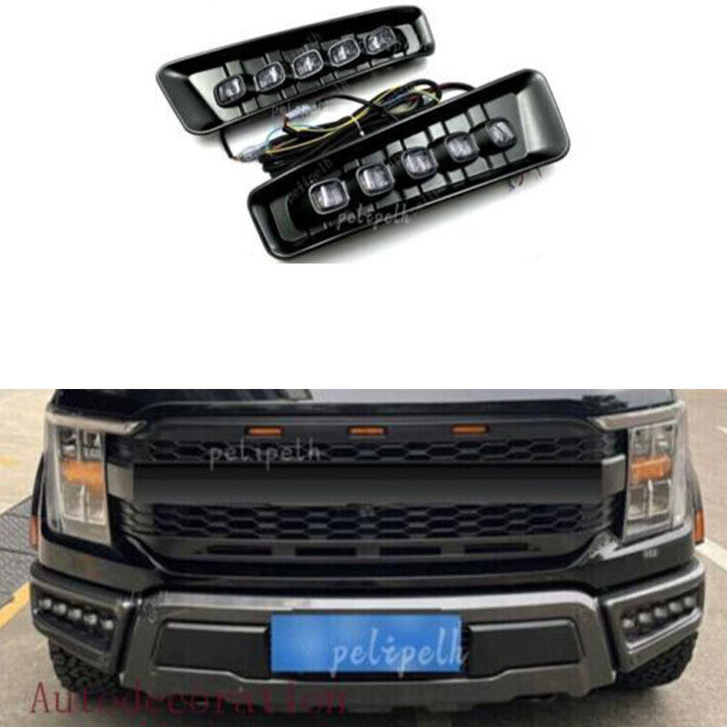 Conversion Steel Front Bumper LED Fog Lamps For 18-20 for Ford F150
