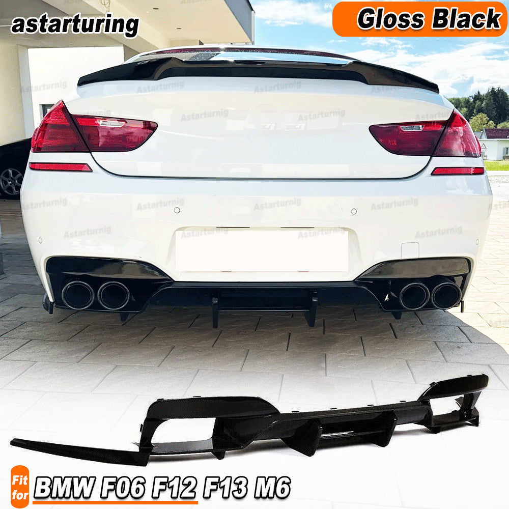 Fit for BMW F06 F12 F13 M6 2013-19 Gloss Black Rear Bumper Diffuser Lip Spoiler
