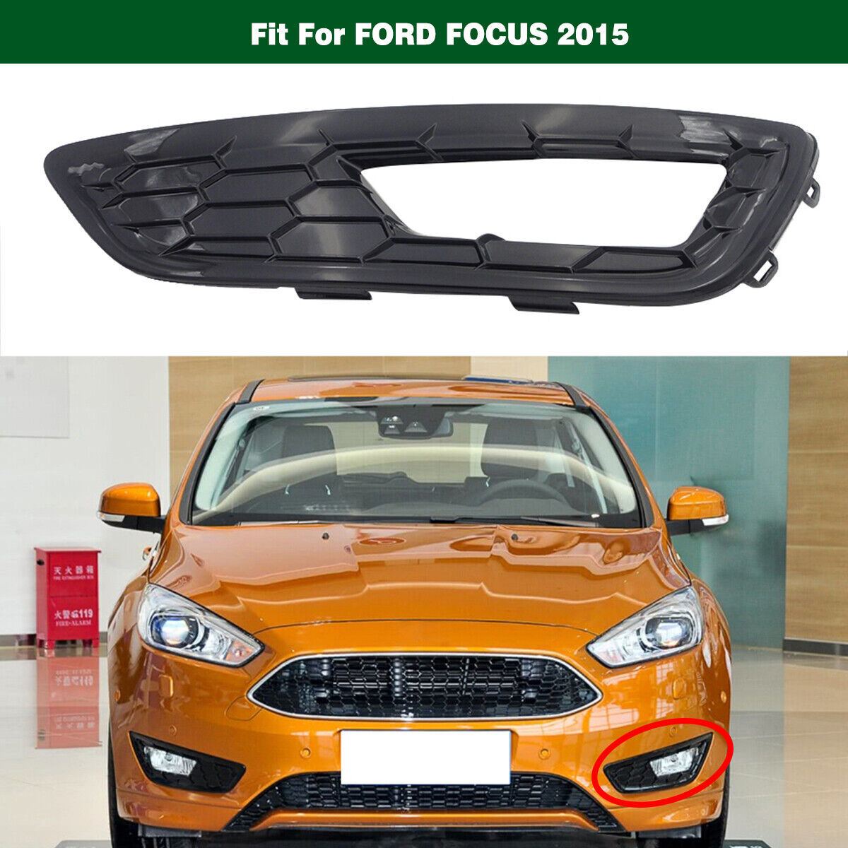 Left Front Bumper Fog Light Lamp Trim Bezel Cover Sport for Ford Focus 2015 2016