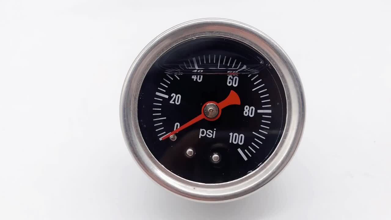 Universal Fuel Pressure Gauge Liquid 0-100psi Oil Pressure Gauge 1/8 NPT Black