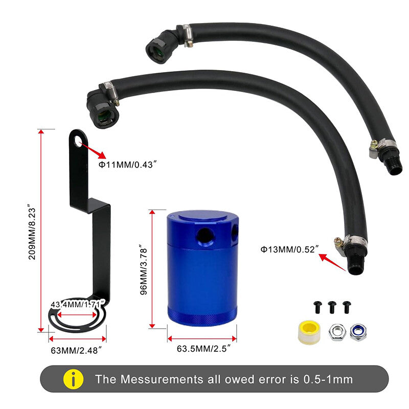 Oil Catch Can Oil Separator For 2015-2022 Hellcat Charger for Challenger Blue