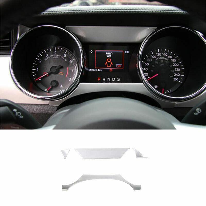 Fit for Ford for Mustang 2015-2022 Silver Central Console Instrument Strip Trim 4PCS