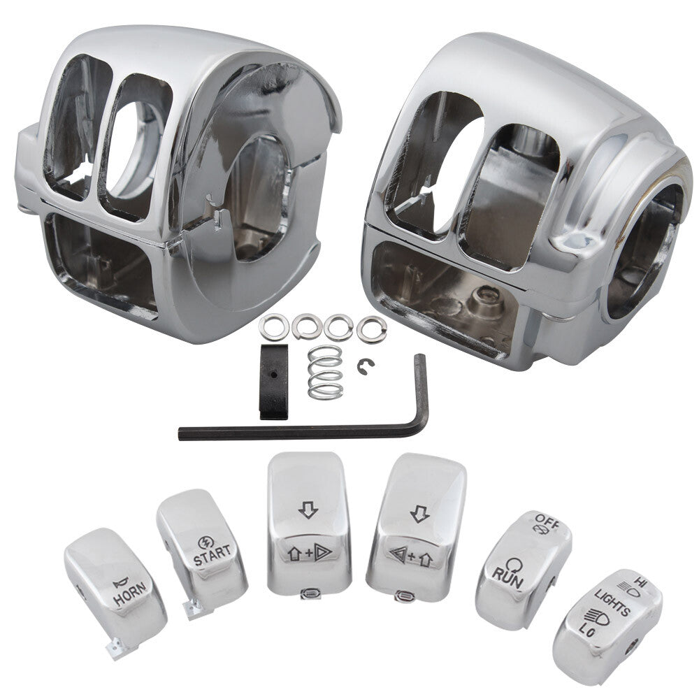 Chrome Hand Control Switch Housing Cover w/6pcs Button Caps for Harley Sportster