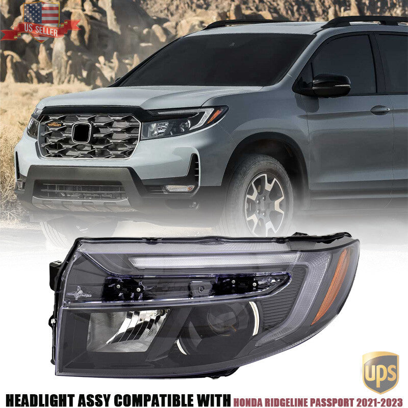 Headlight W/ 7-Pin Plug for Honda Ridgeline Passport 2021-2023 Left Driver Side