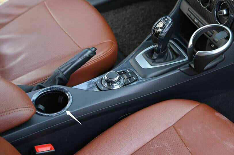 for BMW 2013-2015 E84 X1 ABS Carbon Fiber Middle Console Water Cup Ring Trim 1P