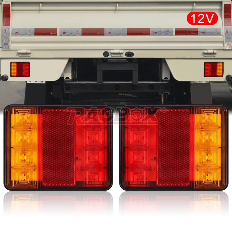 8LED Square Car Trailer Truck Tail Light Brake Stop Turn Signal Lamp Indicator