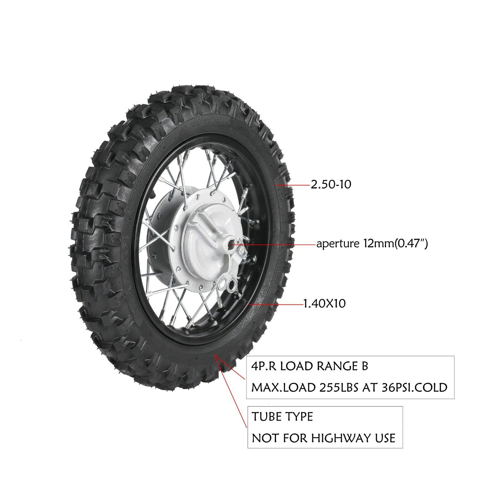 2.50-10 tires and forks for cross-country bikes suitable for Honda CRF50, XR50, and for Yamaha TTR50.