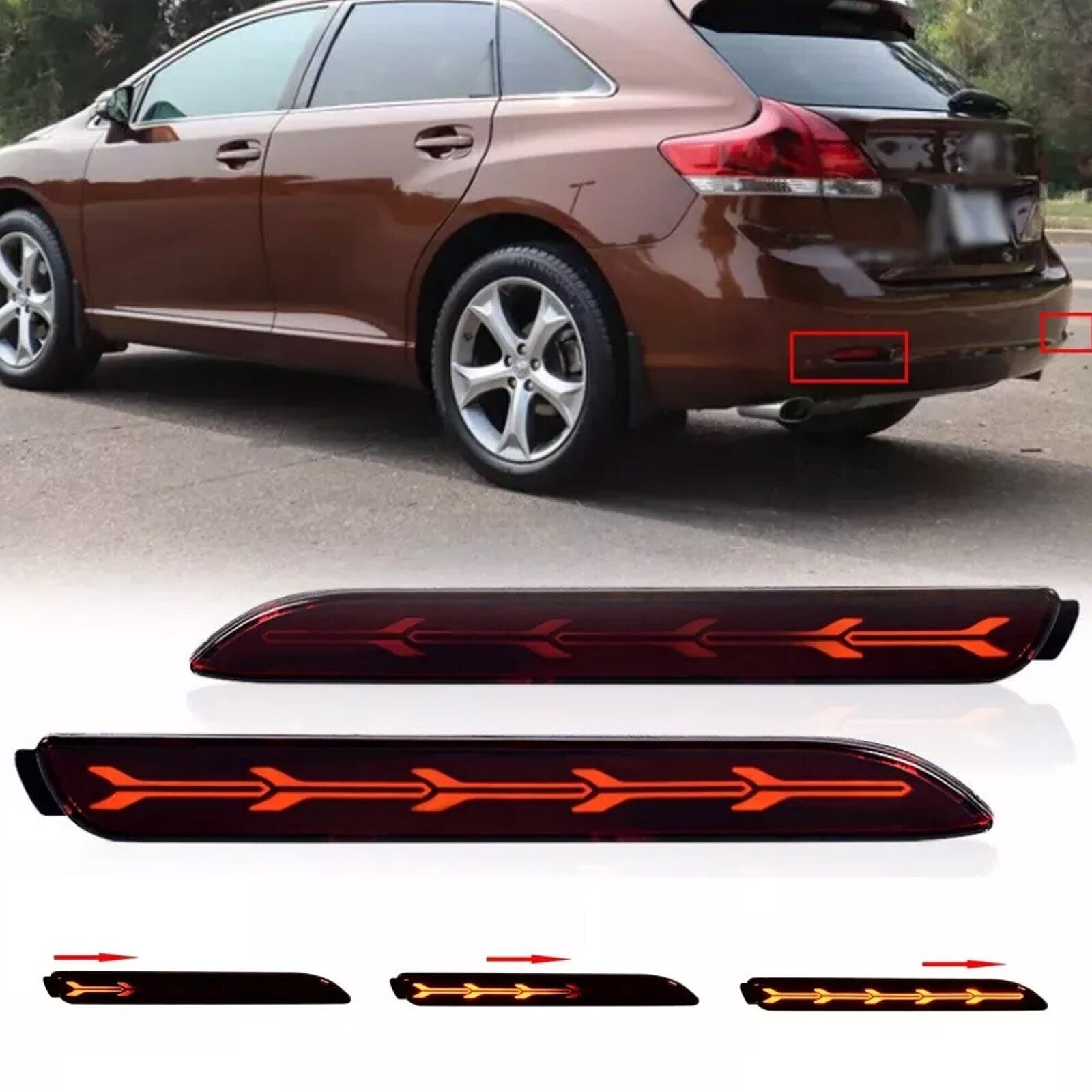 LED Rear Bumper Reflector Light Turn Signal Brake Lamp,for Toyota Venza 2009-15