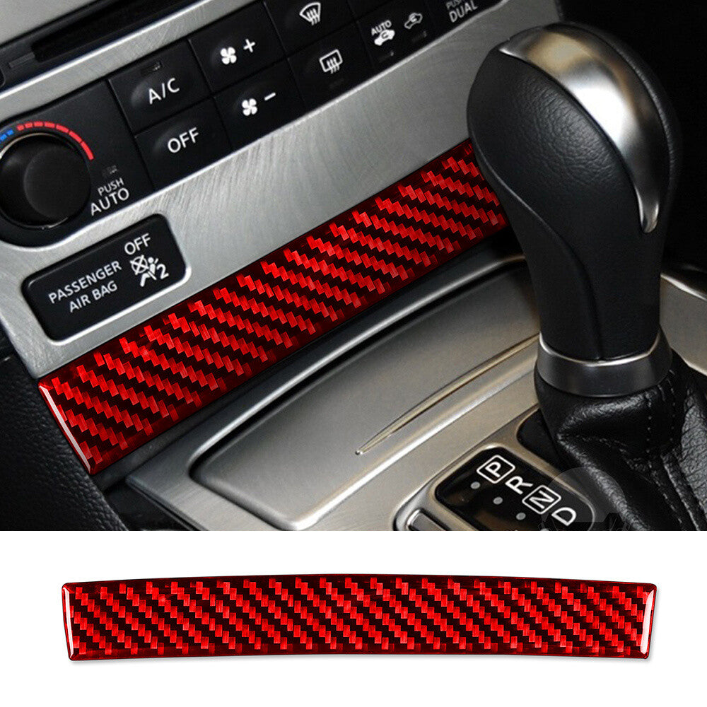 Red Carbon Fiber Interior CD Panel Lower Strip Trim Fit for Infiniti G37 2010-13
