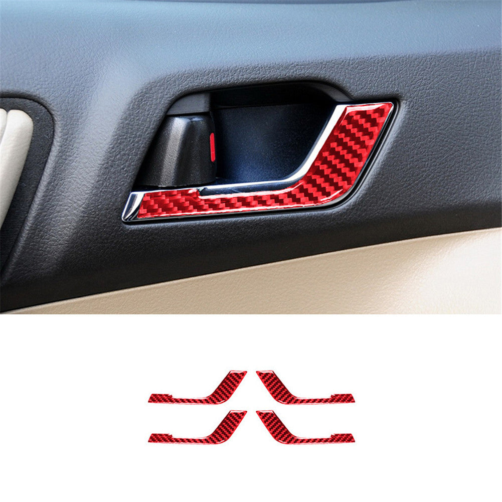 4X Red Carbon Fiber Inner Door Handle Cover Trim for Toyota Highlander 2008-2013