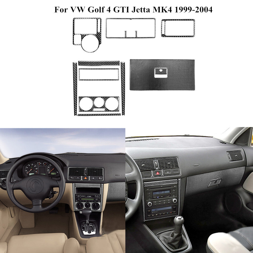 11pcs Carbon Fiber Center Control Dashboard Cover Trim For Volkswage for VW Golf4