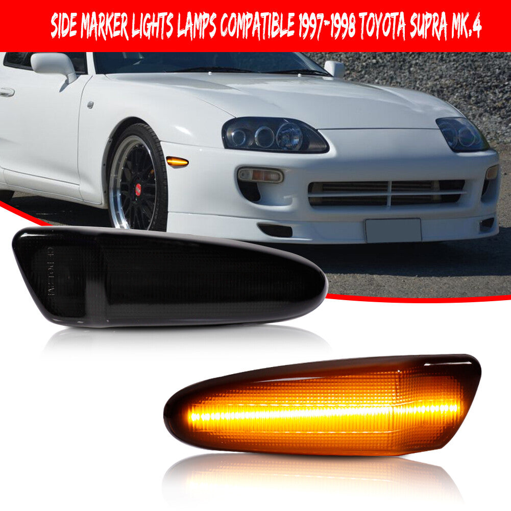 2-Pack Smoked Lens Amber LED Front Park Side Marker Lights for 00-05 for Toyota Celica