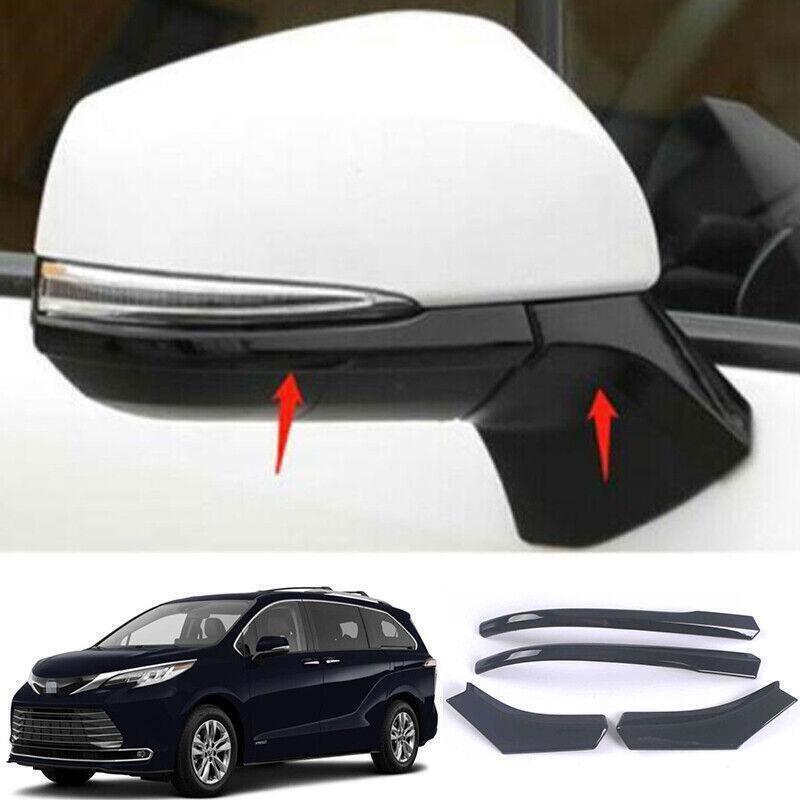 for Toyota for Sienna 21-24 Gloss Black Rearview Side Mirror Strip Moulding Trim 4P