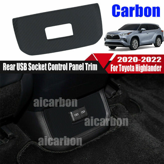 Carbon Fiber Rear USB Socket Control Panel cover for Toyota Highlander 2020-2022