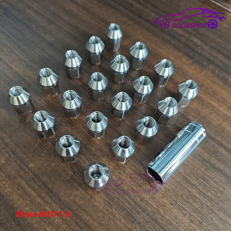 20pcs M121.5 Stainless Steel Wheel Nuts Lug Nuts Universal Hex 19mm Length 35mm