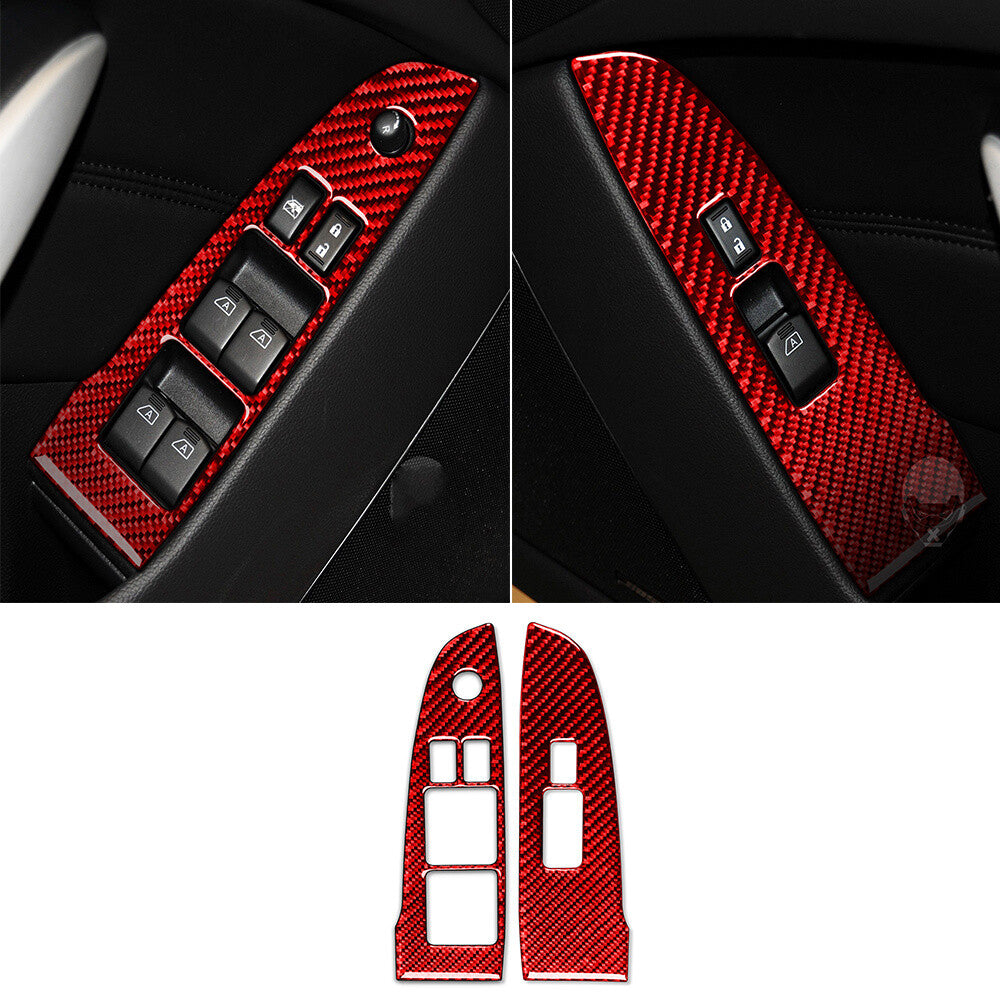 for Infiniti G37 2-Door 2010-13 Red Carbon Fiber Window Lift Switch Panel Trim¡Á2