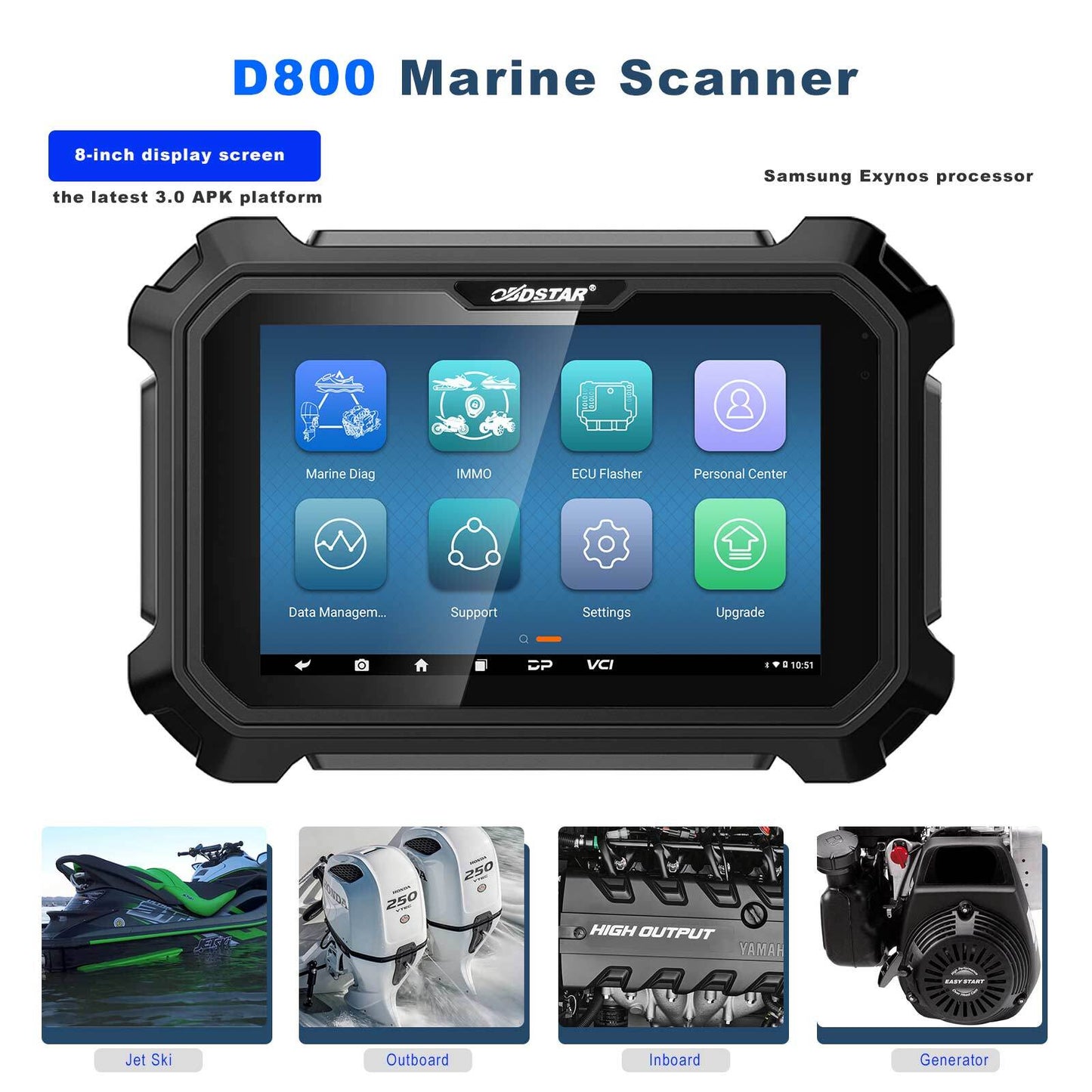 OBDSTAR D800 A+B+C+D Full Configuration Marine Diagnostic Tool Scan Code Clear