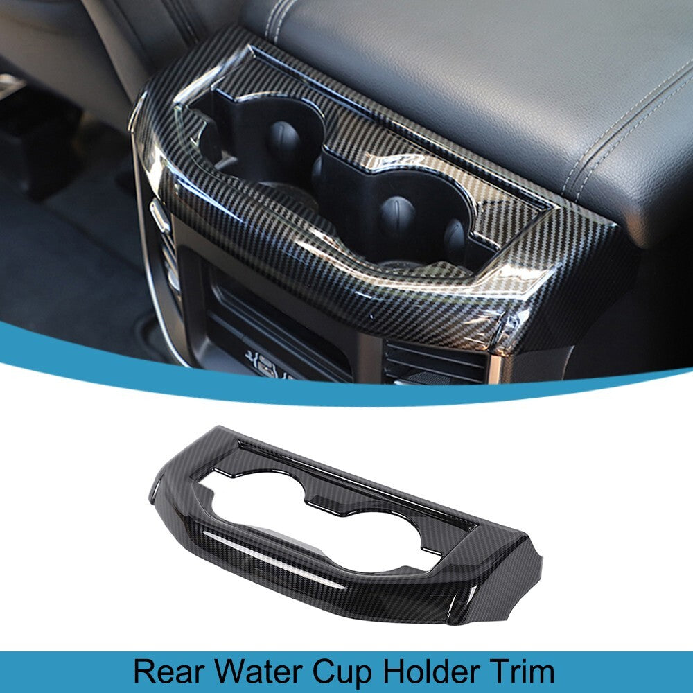 Carbon Fiber Rear Armrest Box Water Cup Holder Cover Trim for Dodge for RAM 2018-23