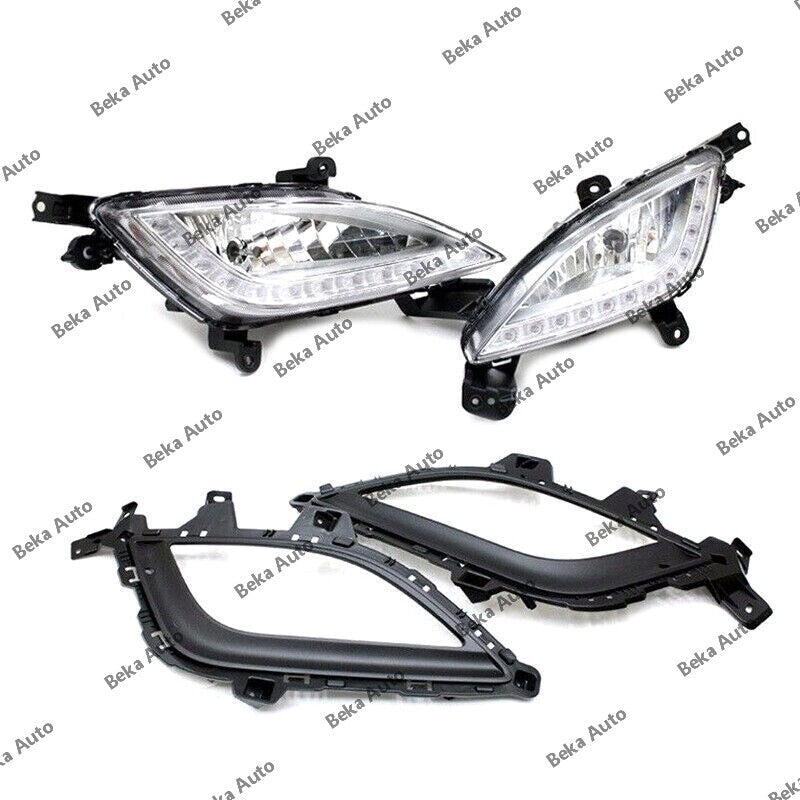 One set of front bumper fog lights + fog light frame for Hyundai for Elantra GT i30 2012-2016