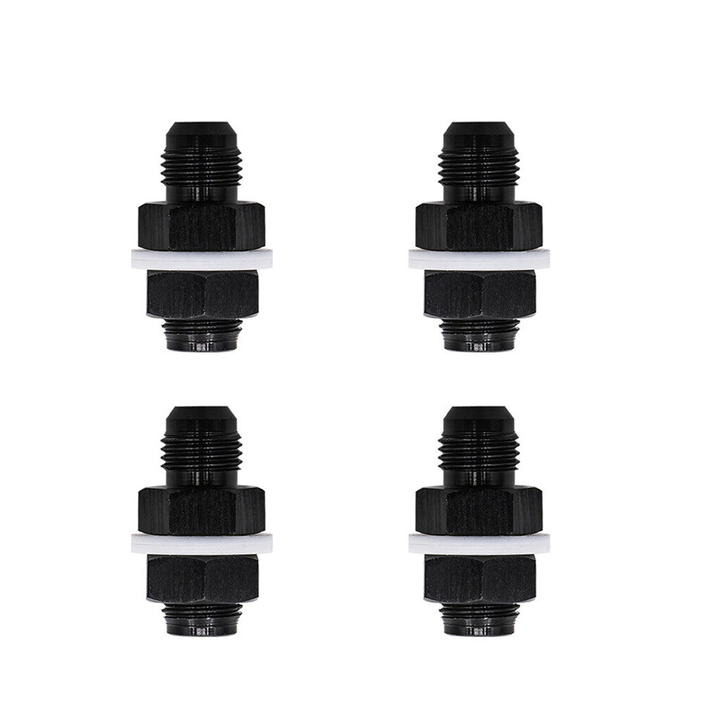 4Pcs Black 6 AN AN6 Flare Fuel Cell Bulkhead Fitting With Teflon Washer AN6