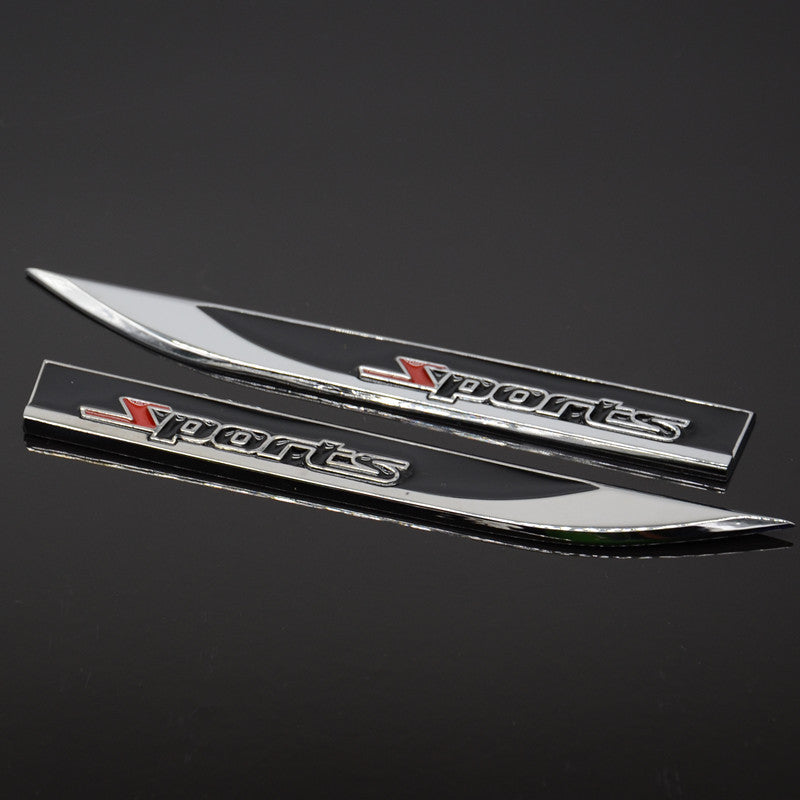 Metal Car Sticker Emblem Badge Decal Car Body Fender Black Sports Blade Dagger