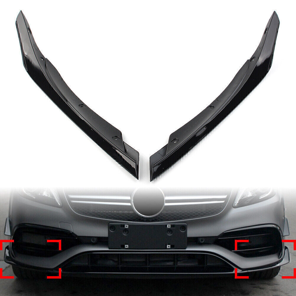 Front Lip Spoiler Fins Splitters Trim for Mercedes-Benz A-Class W176 2016-2018